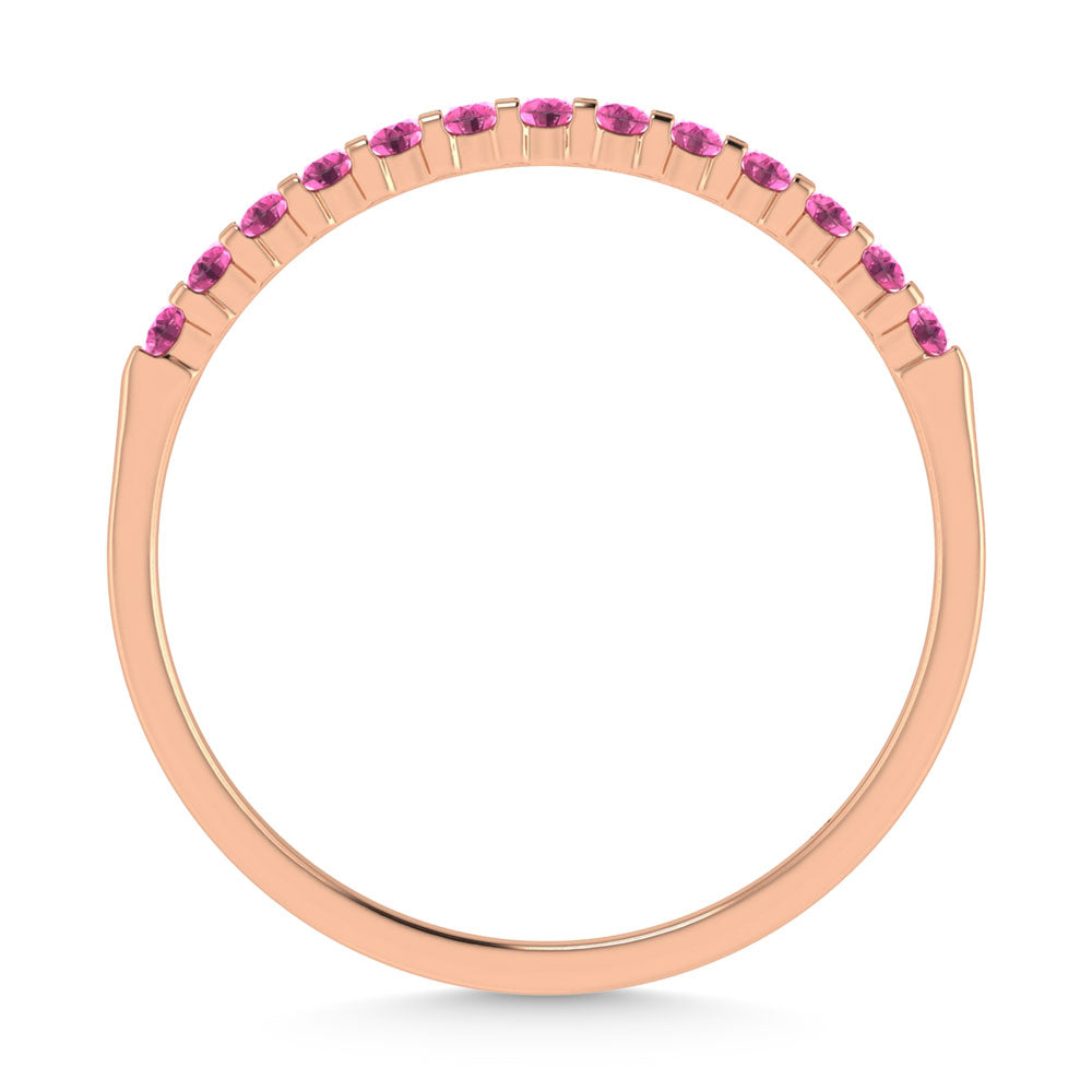 14K Rose Gold 1/4 Ctw Pink Sapphire & Diamond Machine Band