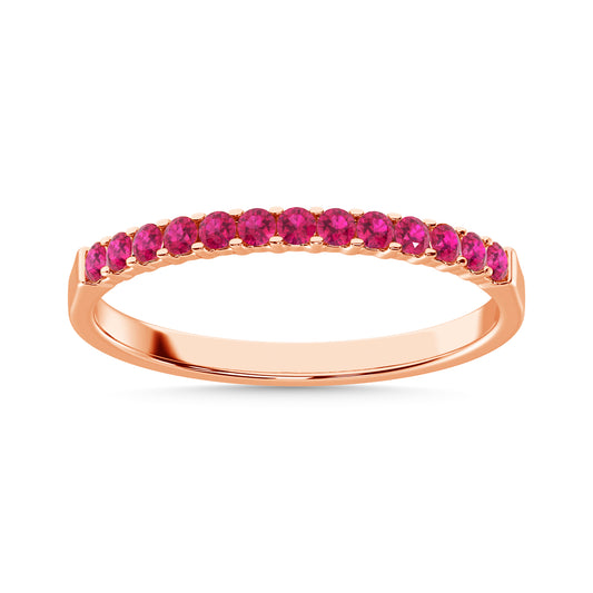 Pink Sapphire 1/4 Ct.Tw. Ladies Wedding Band in 14K White Gold