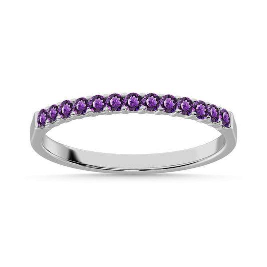 14K White Gold 1/4 Ctw Amethyst Machine Band