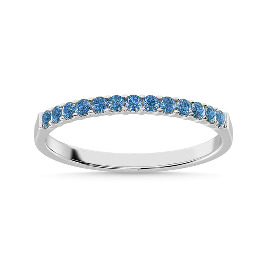 14K White Gold 1/5 Ctw Blue Diamond Machine Band