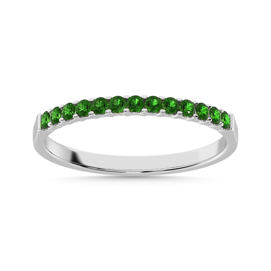 14K White Gold 1/5 Ctw Tsavorite Machine Band