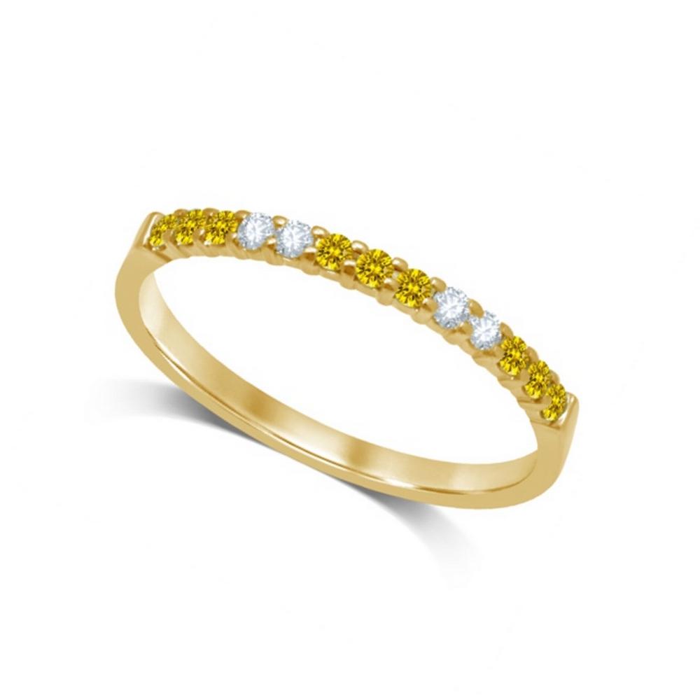 14K Yellow Gold 1/3 Ctw Yellow Sapphire & Diamond Machine Band