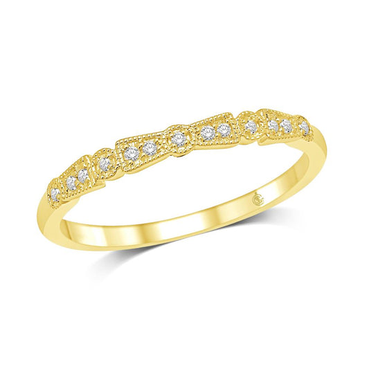 14K Yellow Gold 1/20 Ct.Tw. Diamond Stackable Band