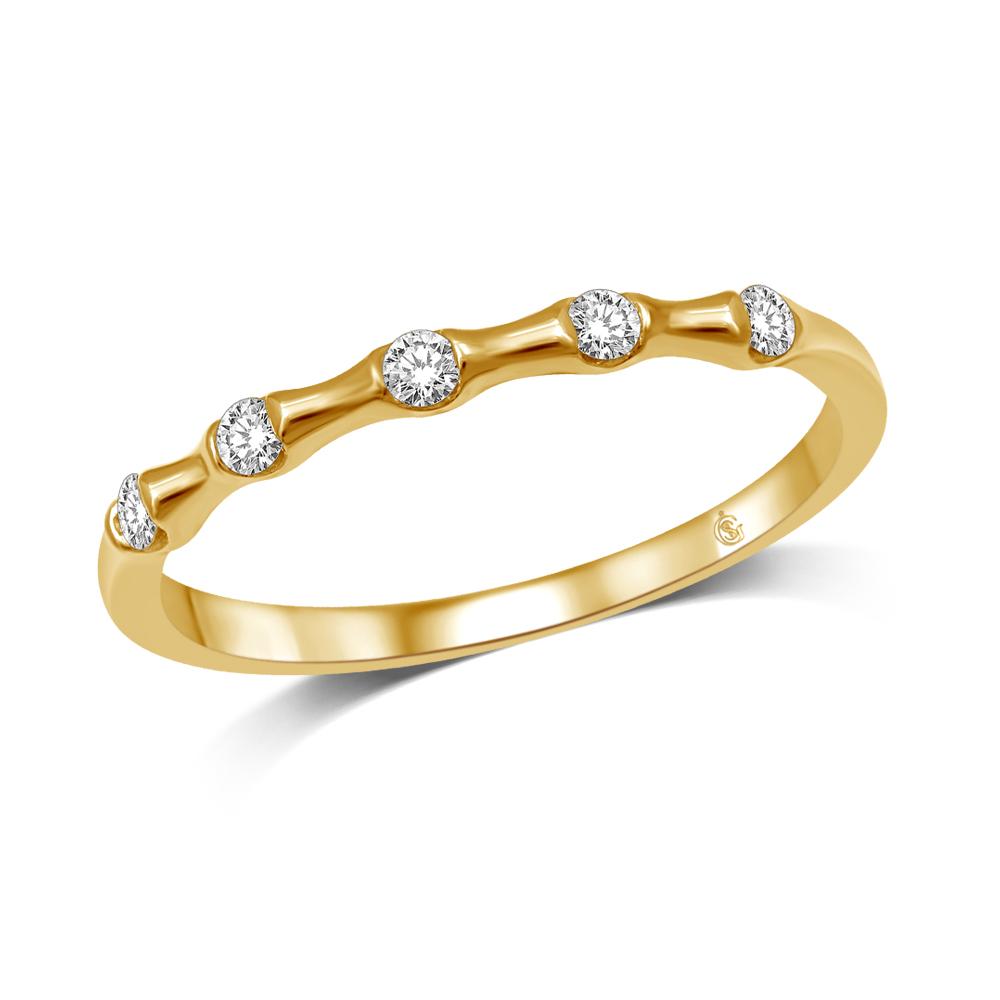 14K Yellow Gold 1/8 Ct.Tw. Diamond Stackable Band