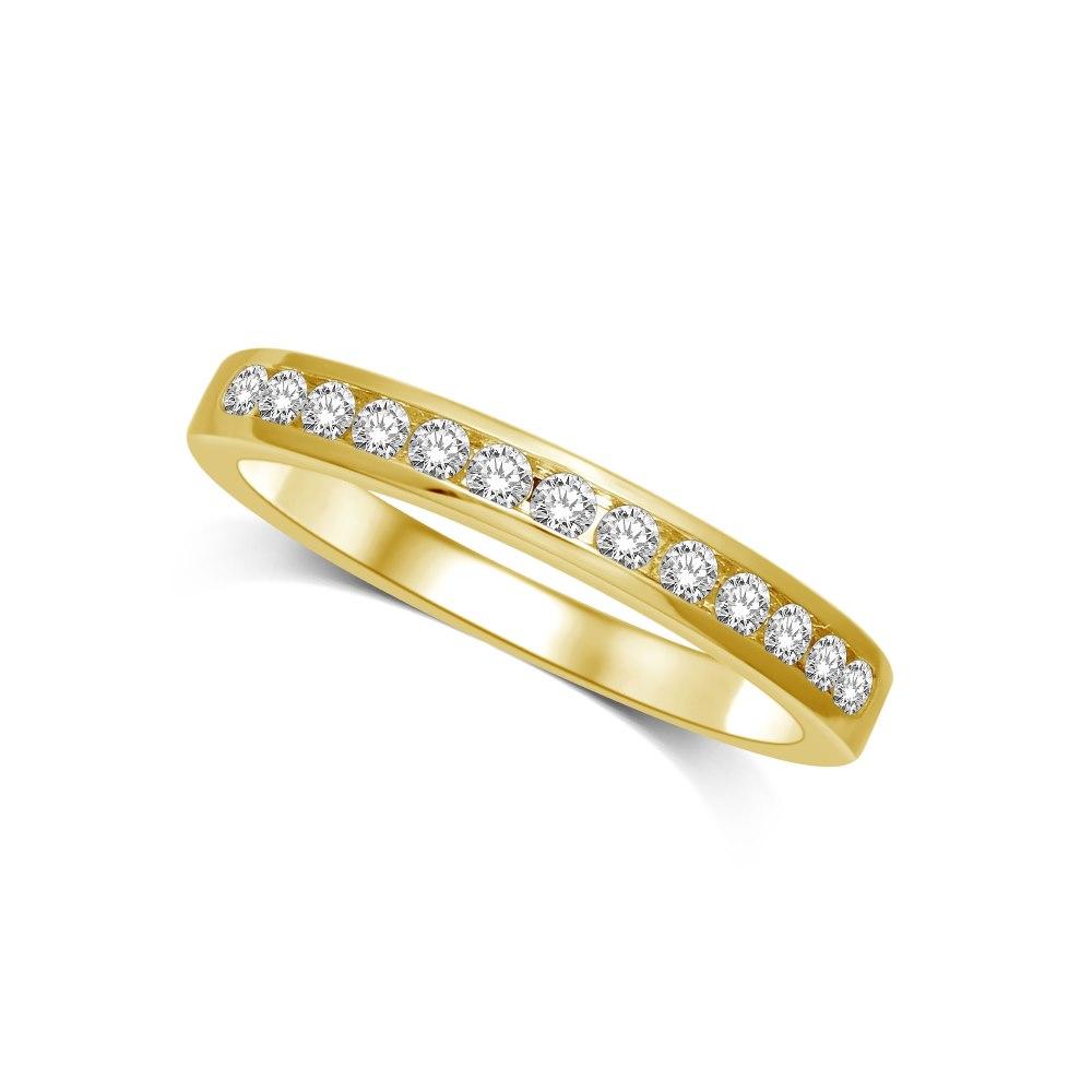 14K Yellow Gold 1/5 Ctw Diamond Channel Set Machine Band