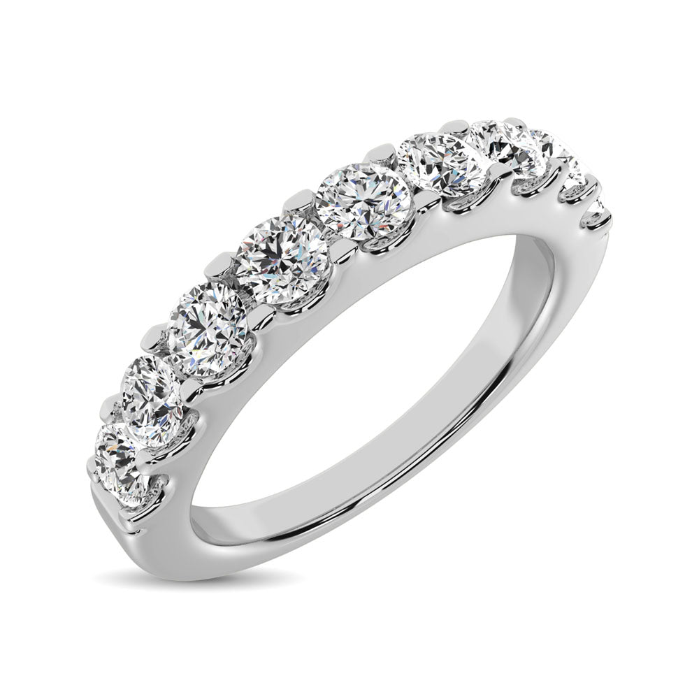 14K White Gold Diamond 1/4 Ct.Tw. 9 Stone Anniversary Band