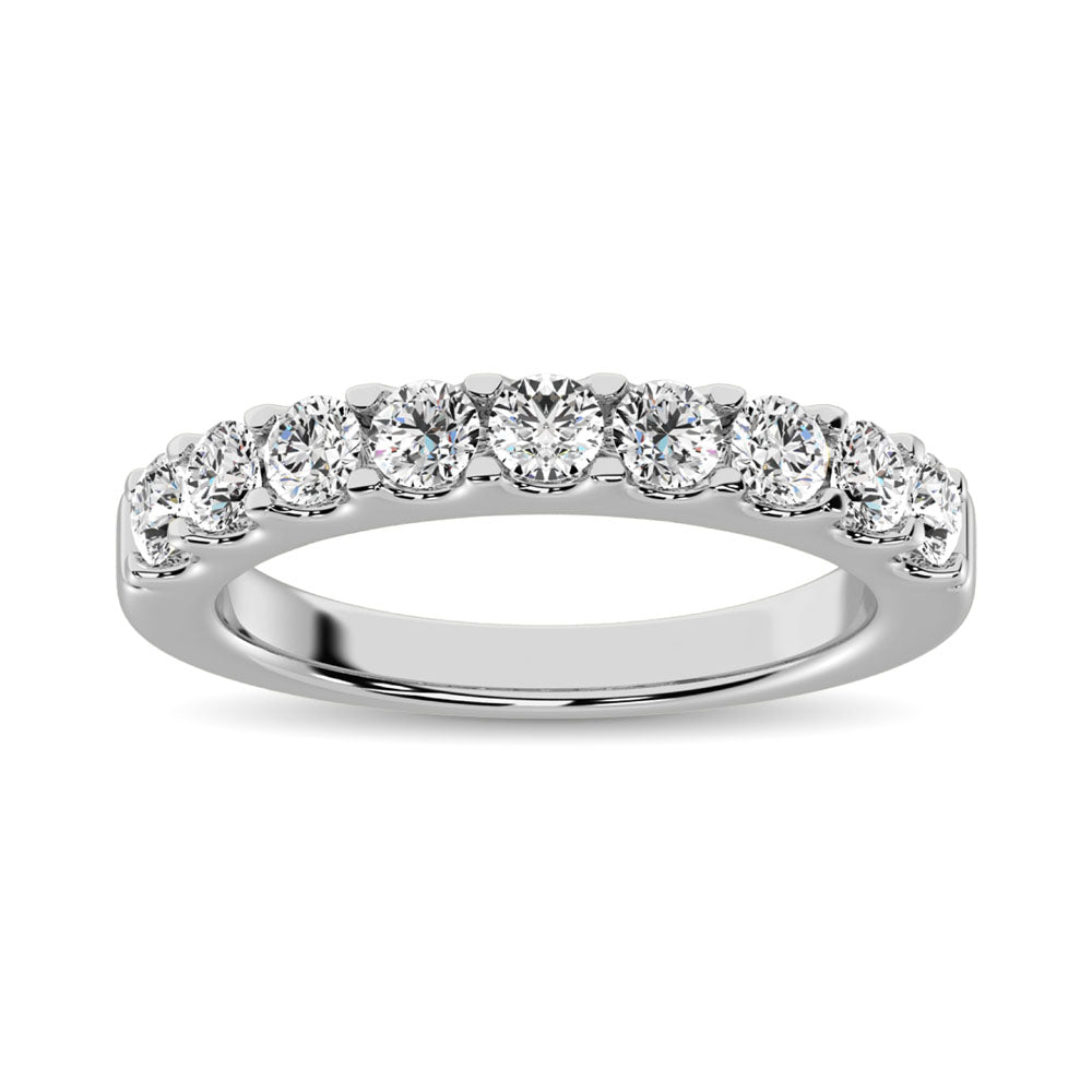 14K White Gold Diamond 1/4 Ct.Tw. 9 Stone Anniversary Band