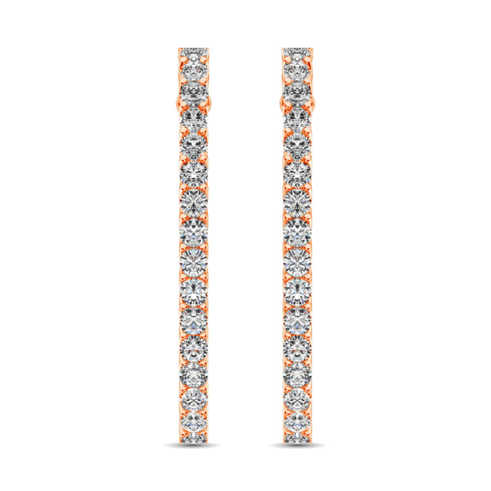 14K Rose Gold Diamond 1 3/4 Ct.Tw. In and Out Hoop Earrings