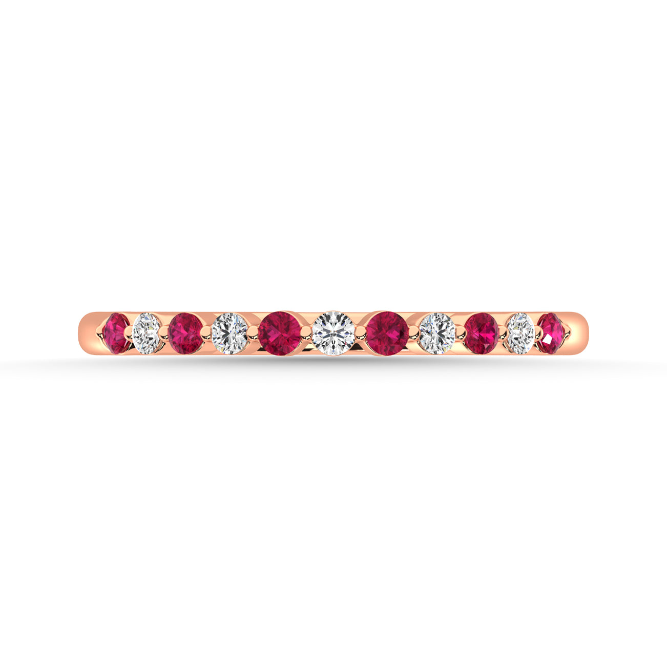 Ruby and Alternate Diamond 1/4 Ct.Tw. Stack Band in 14K Rose Gold