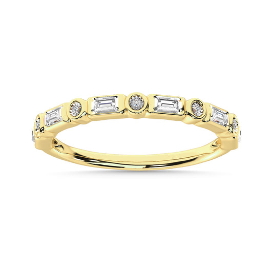 Diamond 1/8 Ct.Tw. Round and Baguette Stack Band in 14K Yellow Gold