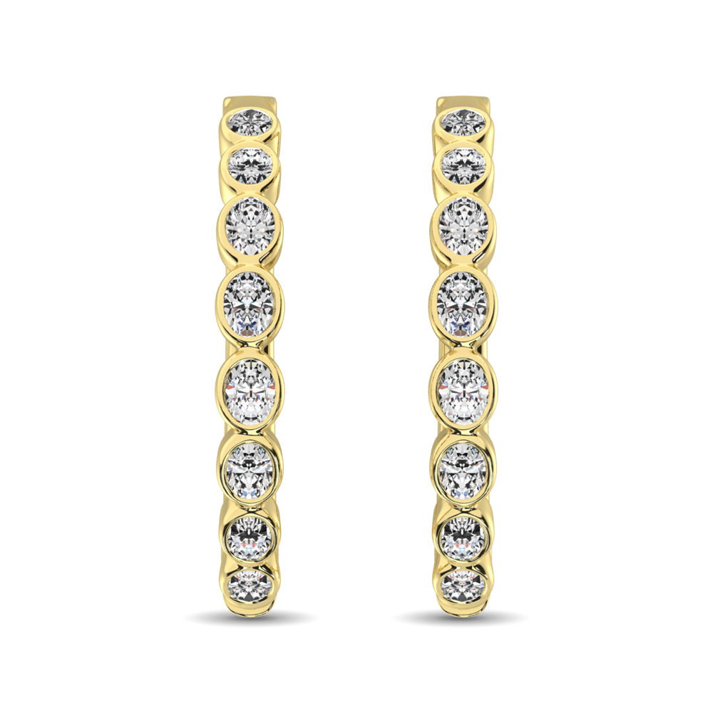 14K Yellow Gold 1/3 Ct.Tw. Diamond Hoop Earrings