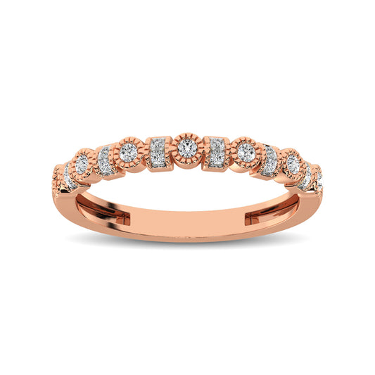 14K Rose Gold 1/6 Ctw Diamond Band