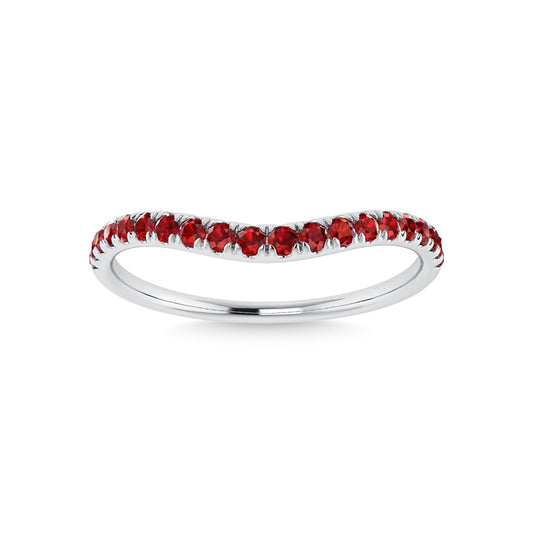 14K White Gold Ruby 1/5 Ct.Tw. Curve Band