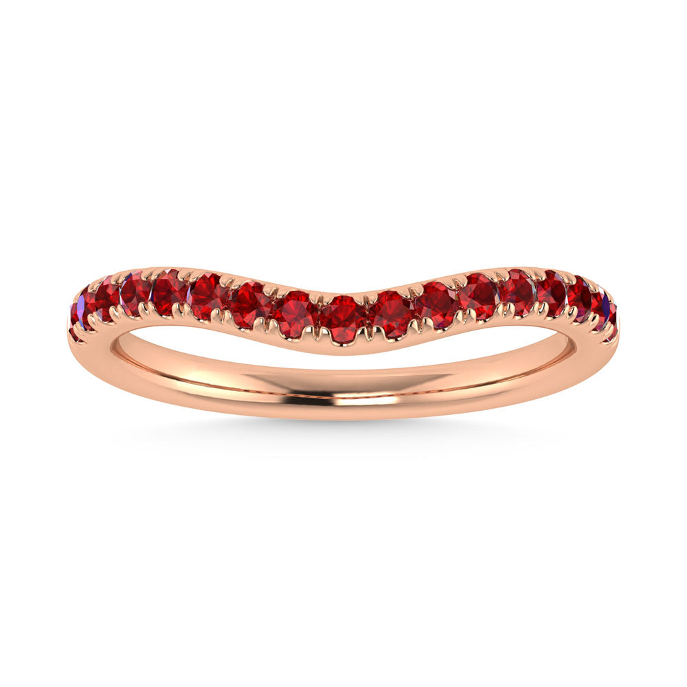 14K Rose Gold 1/3 Ct.Tw. Ruby Curve Band