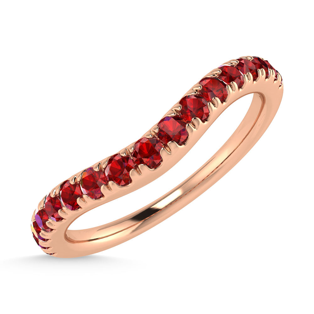 14K Rose Gold 1/3 Ct.Tw. Ruby Curve Band