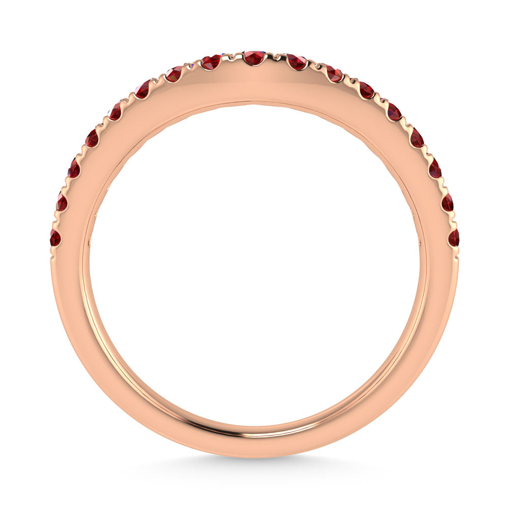 14K Rose Gold 1/3 Ct.Tw. Ruby Curve Band