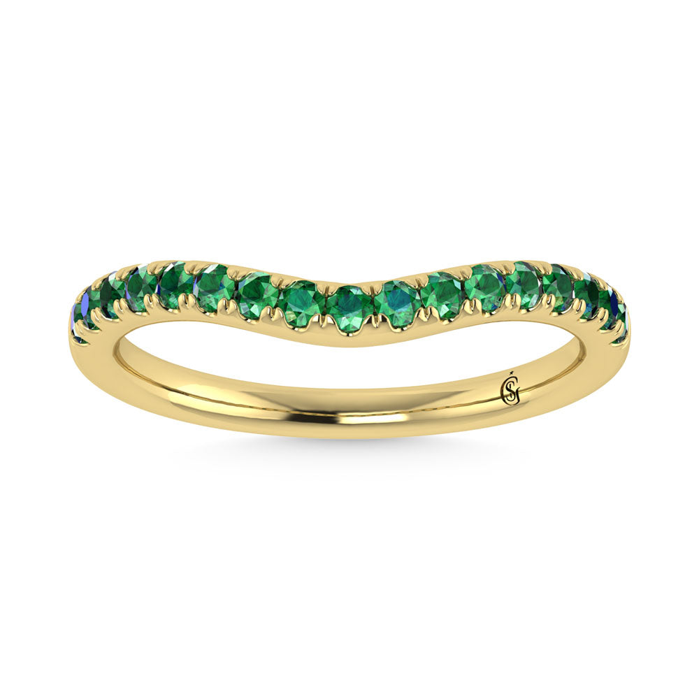 14K Yellow Gold Emerald 1/3 Ct.Tw. Curve Band