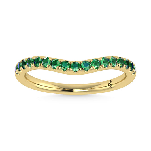 14K Yellow Gold Emerald 1/3 Ct.Tw. Curve Band