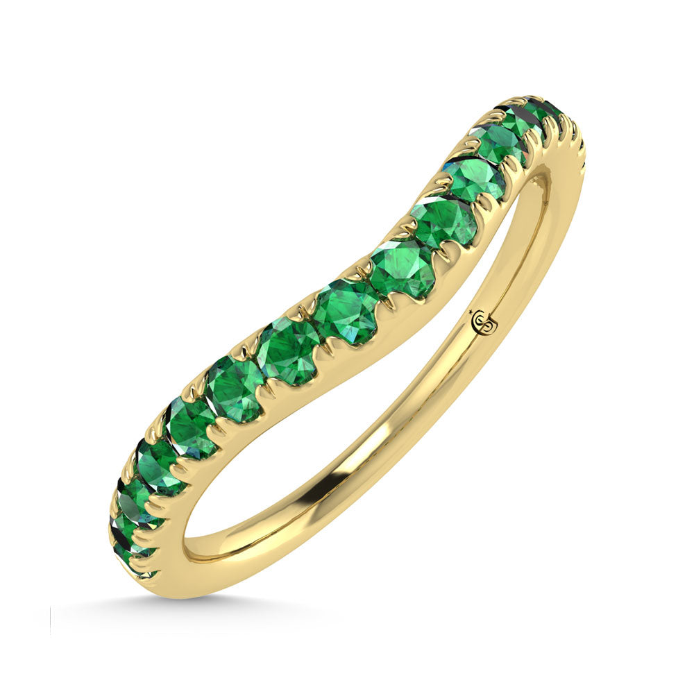 14K Yellow Gold Emerald 1/3 Ct.Tw. Curve Band