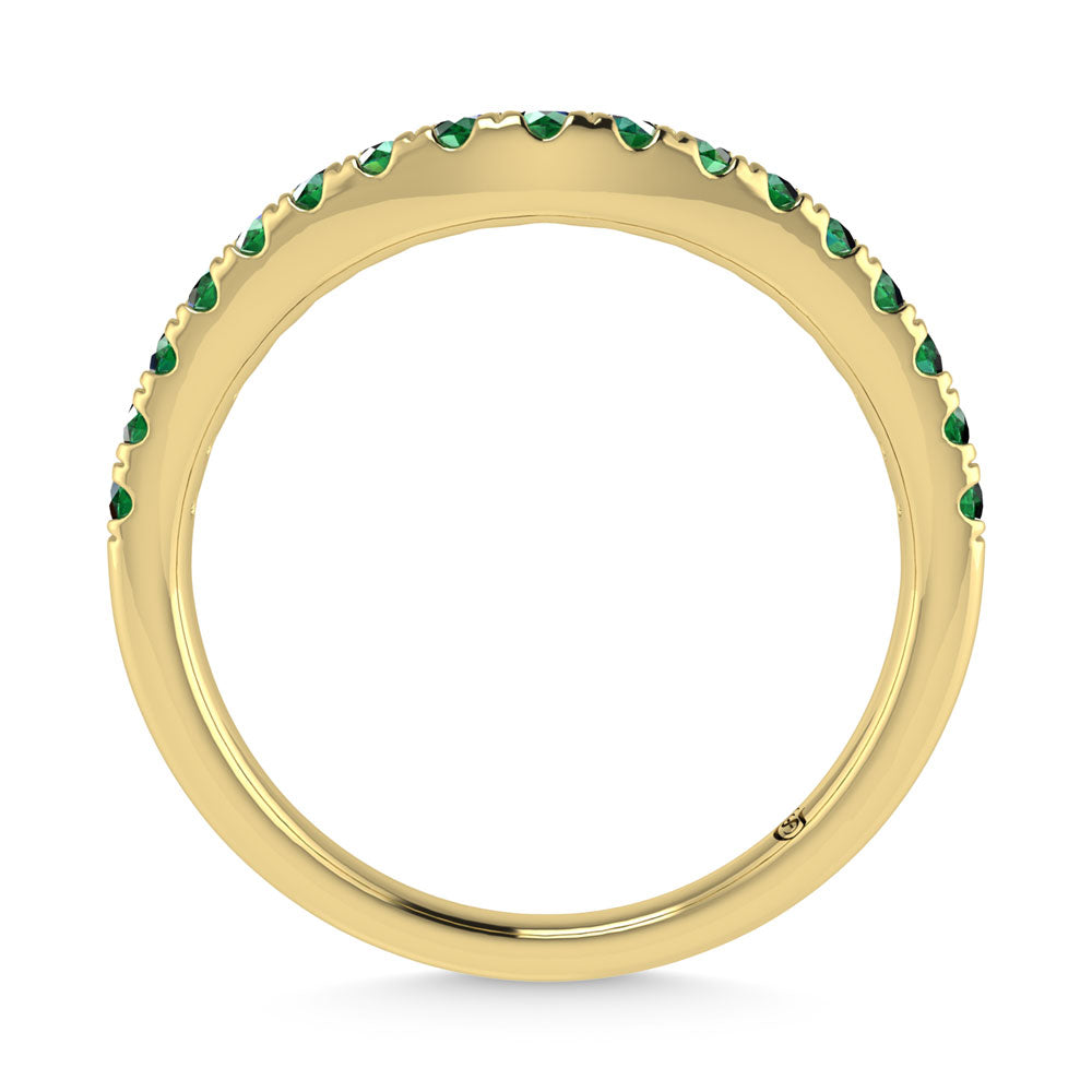 14K Yellow Gold Emerald 1/3 Ct.Tw. Curve Band