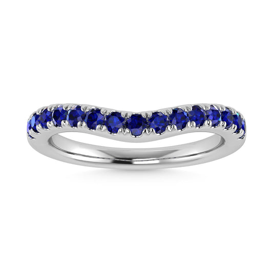 14K White Gold 5/8 Ct.Tw. Blue Sapphire Curve Band