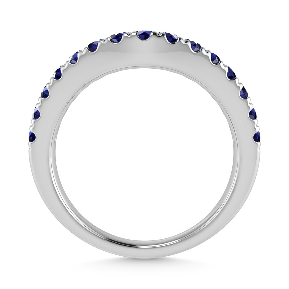 14K White Gold 5/8 Ct.Tw. Blue Sapphire Curve Band