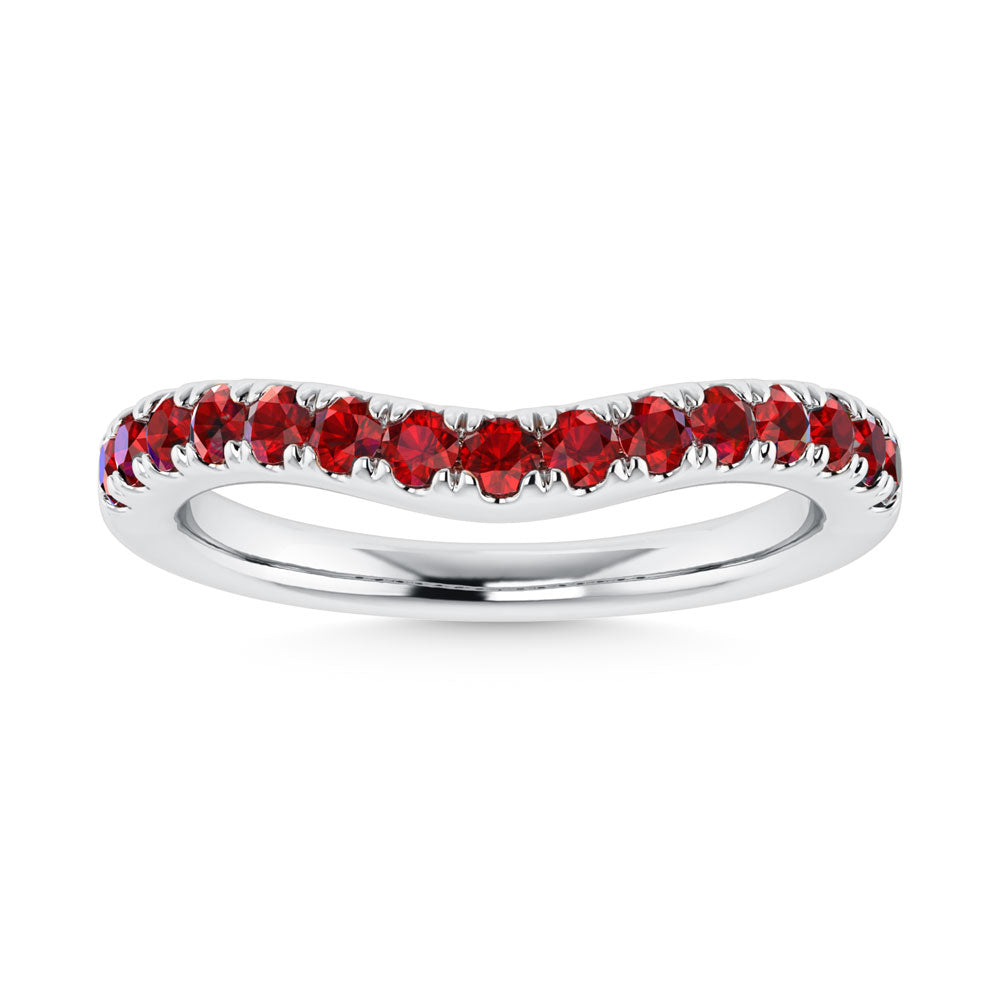 14K White Gold 5/8 Ct.Tw. Ruby Curve Band