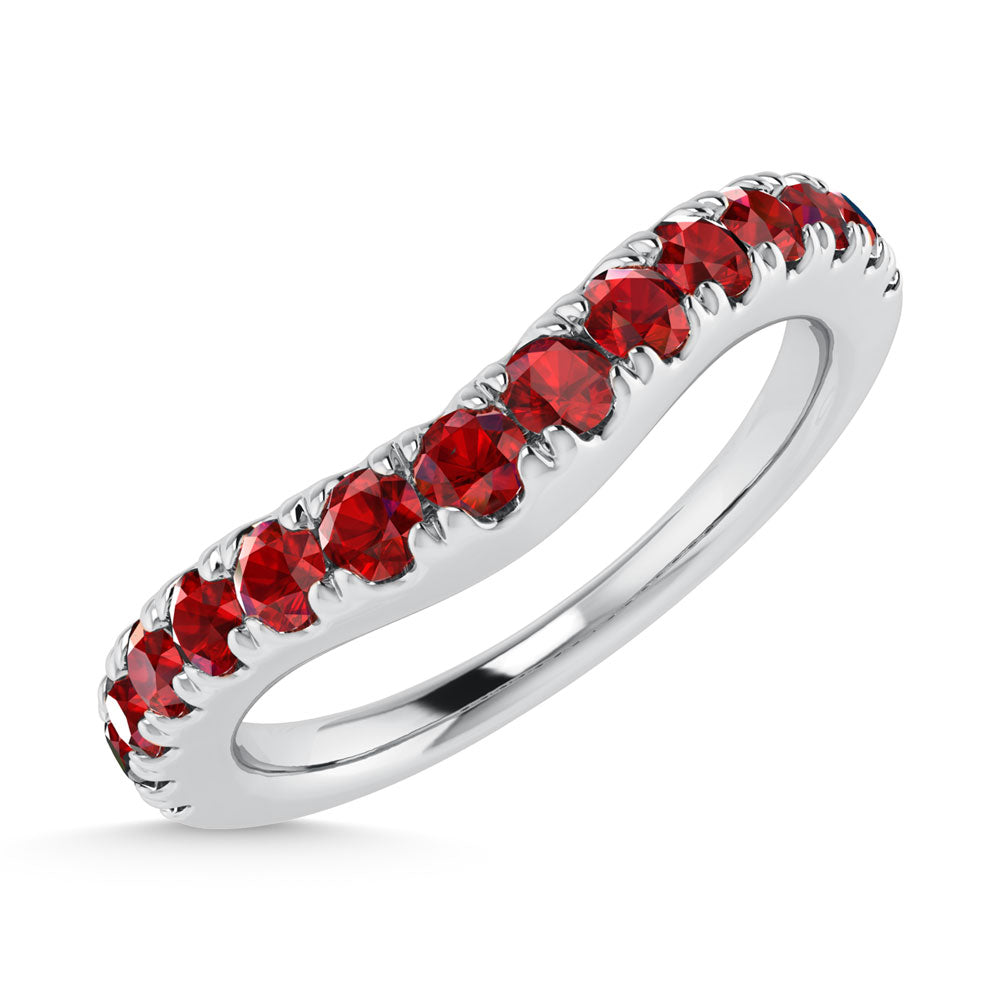 14K White Gold 5/8 Ct.Tw. Ruby Curve Band