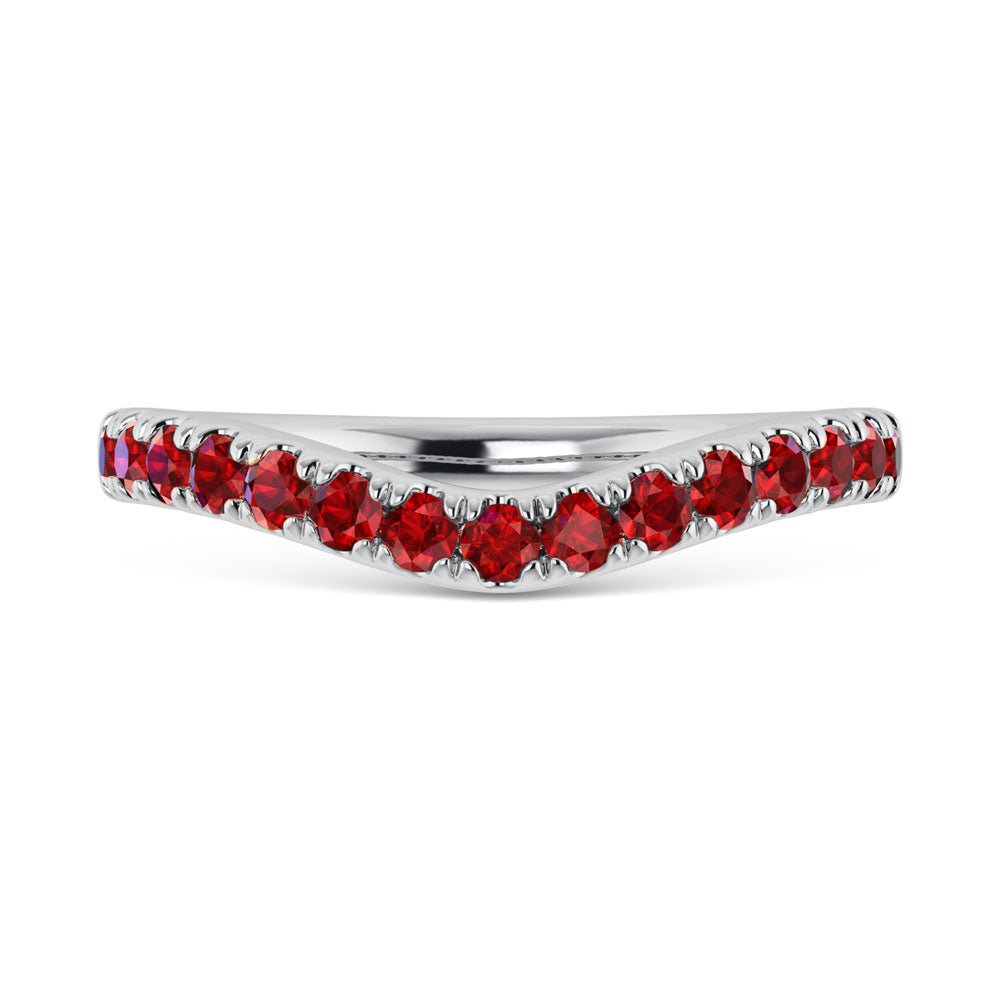 14K White Gold 5/8 Ct.Tw. Ruby Curve Band