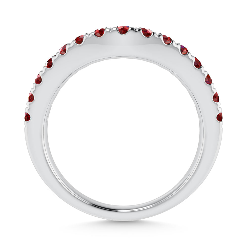 14K White Gold 5/8 Ct.Tw. Ruby Curve Band