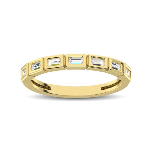 14K Yellow Gold 1/4 Ct.Tw. Diamond Straight Buggete Stackable Band