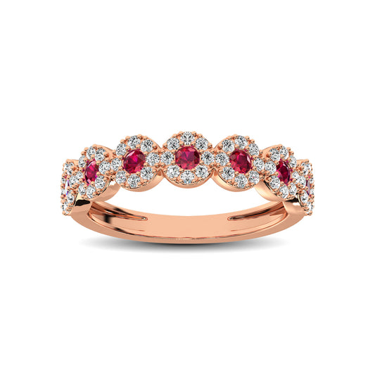 14K Rose Gold 5/8 Ct.Tw. Diamond & Ruby Stackable Band