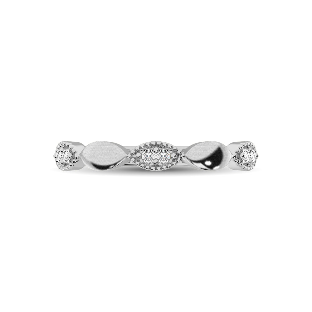 14K White Gold 1/10 Ct.Tw. Diamond Marquise Shape Stackable Band