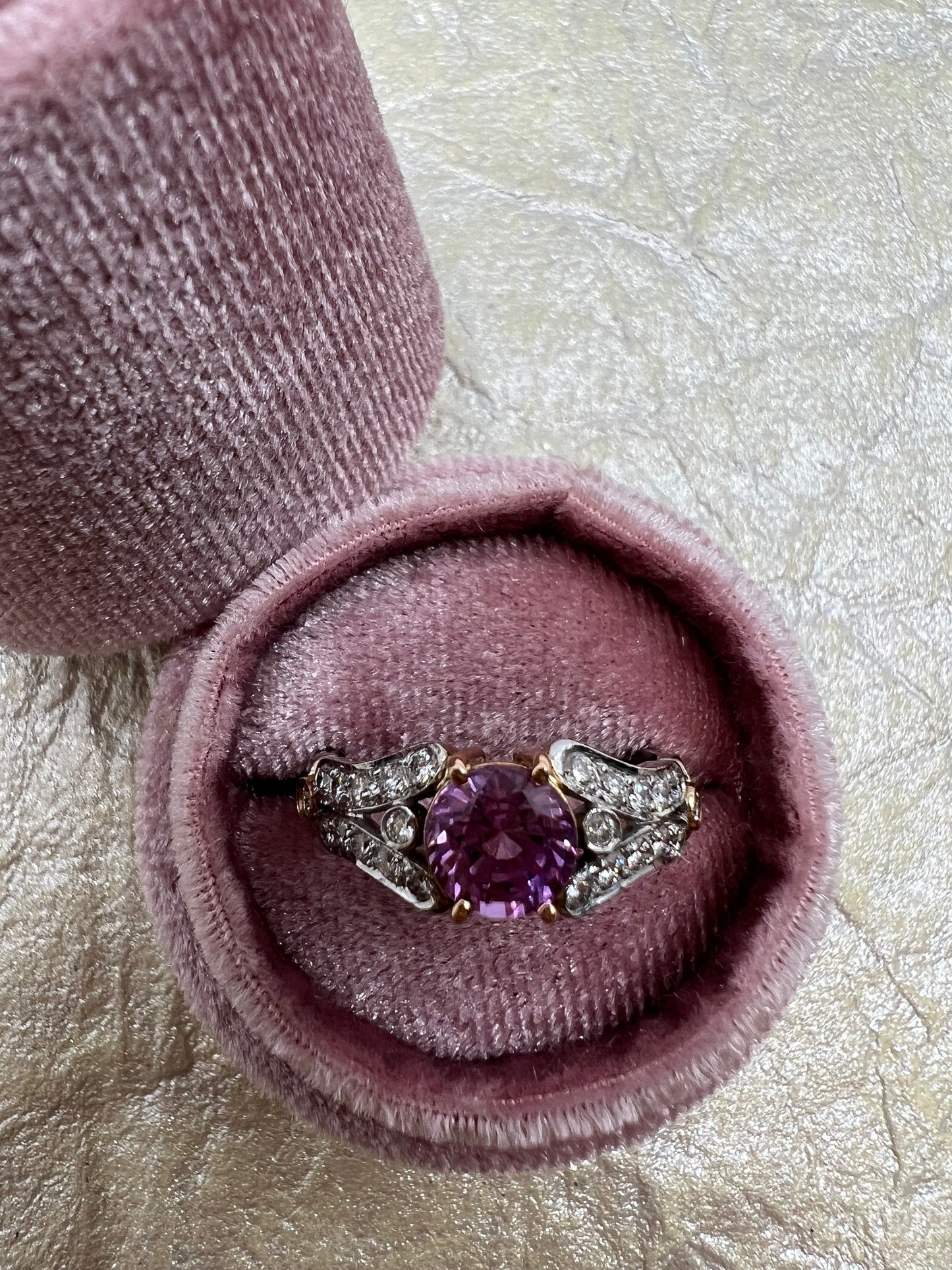 Estate Pink Sapphire Diamond Ring