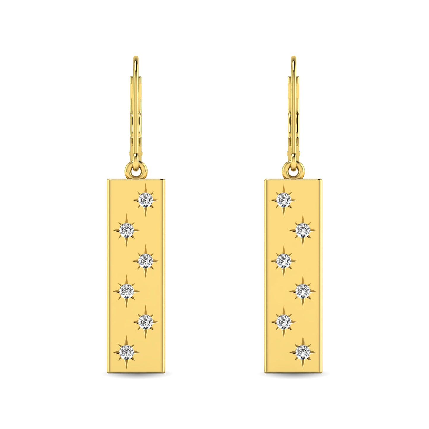 Diamond 1/5 ct tw Bar Earrings in 14K Yellow Gold