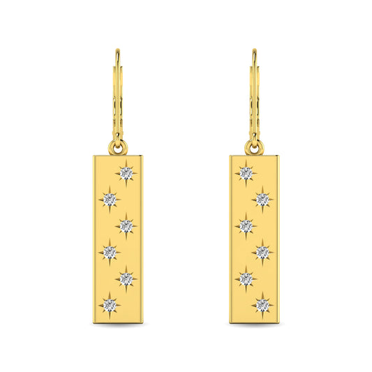 Diamond 1/5 ct tw Bar Earrings in 14K Yellow Gold