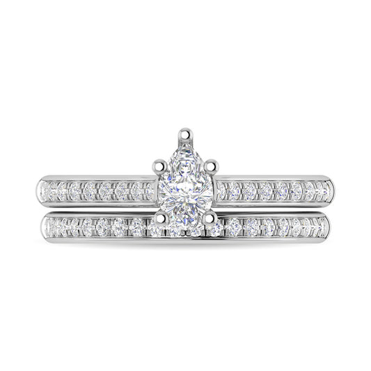 Diamond 3/4 Ct.Tw. Pear Shape Bridal Ring in 14K White Gold