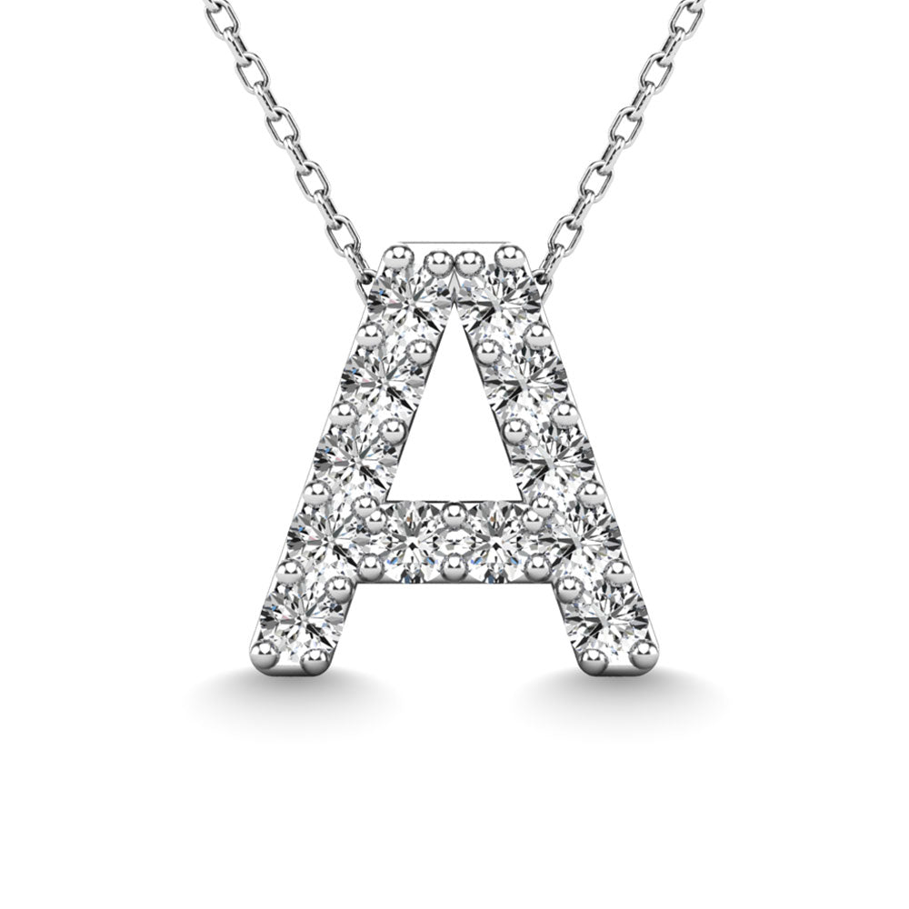 Diamond 1/8 Ct.Tw. Letter A Pendant in 14K White Gold"