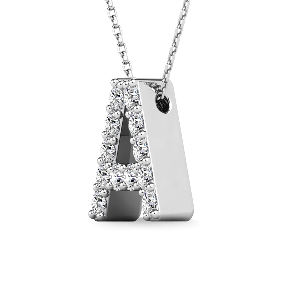 Diamond 1/8 Ct.Tw. Letter A Pendant in 14K White Gold"