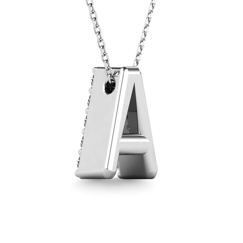 Diamond 1/8 Ct.Tw. Letter A Pendant in 14K White Gold"