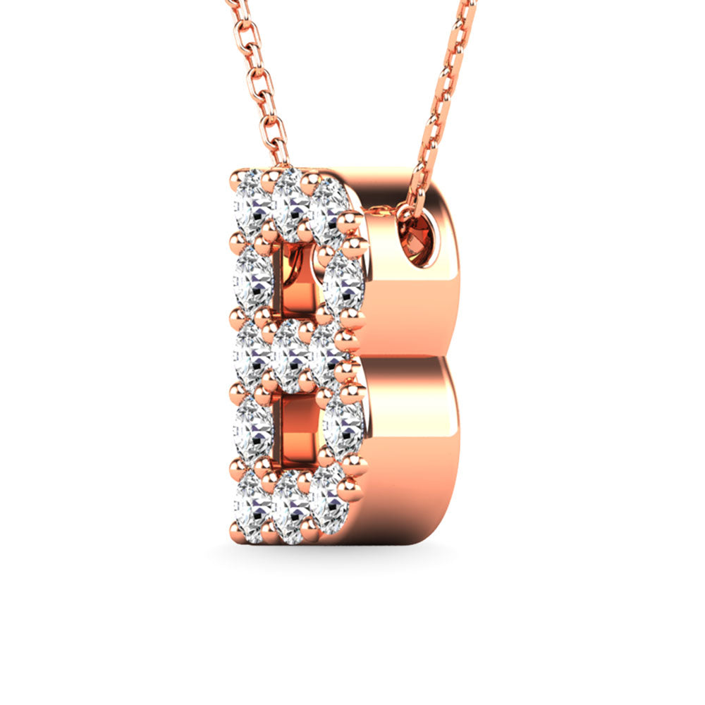 Diamond 1/8 Ct.Tw. Letter B Pendant in 14K Rose Gold"