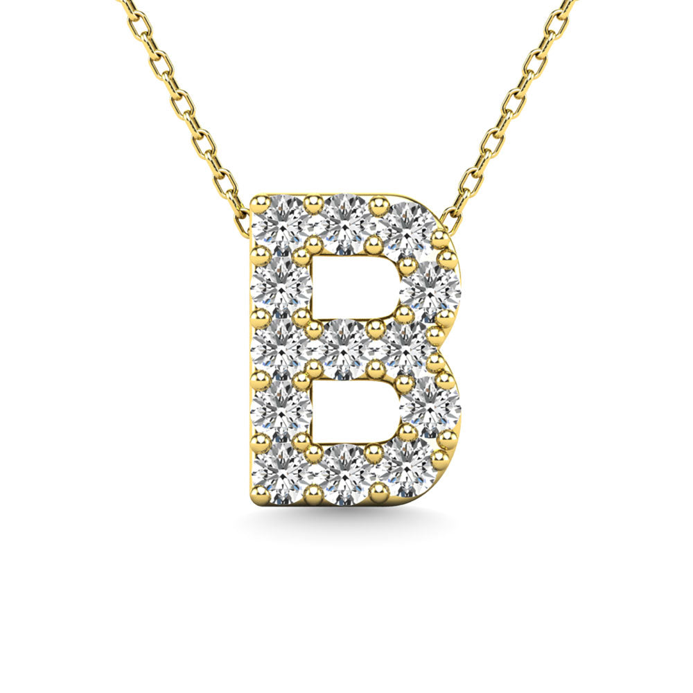 Diamond 1/8 Ct.Tw. Letter B Pendant in 14K Yellow Gold"