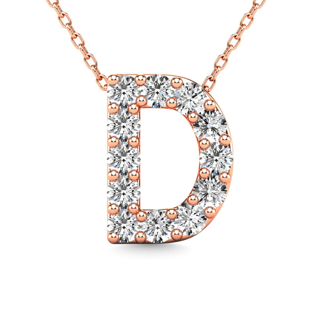 Diamond 1/8 Ct.Tw. Letter D Pendant in 14K Rose Gold"