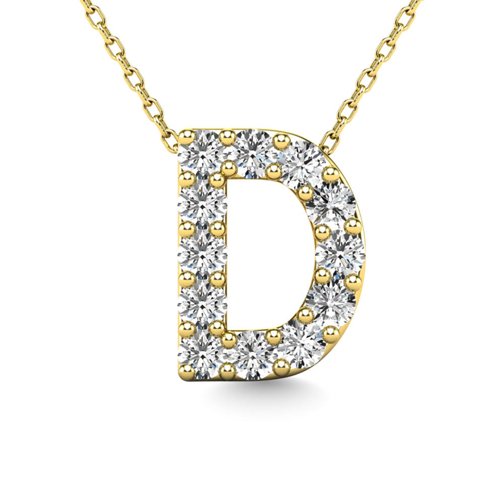 Diamond 1/8 Ct.Tw. Letter D Pendant in 14K Yellow Gold"