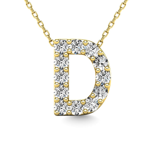 Diamond 1/8 Ct.Tw. Letter D Pendant in 14K Yellow Gold"