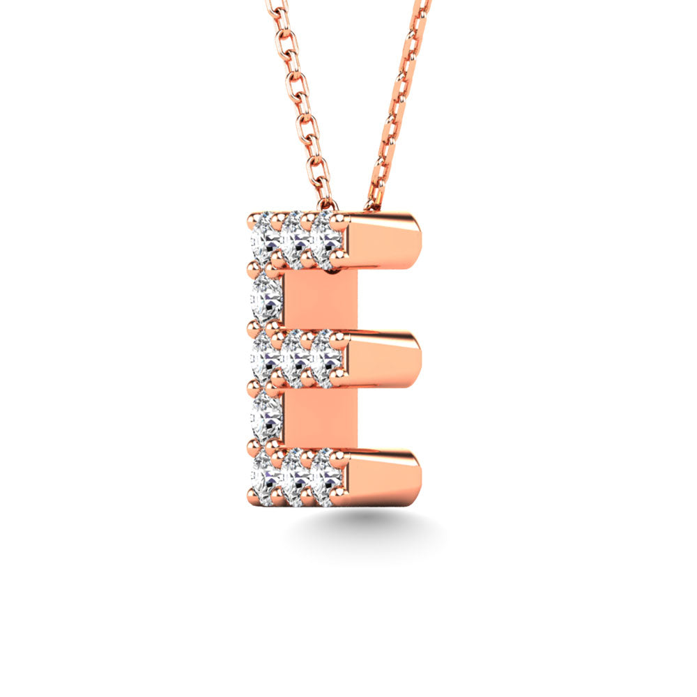 Diamond 1/10 Ct.Tw. Letter E Pendant in 14K Rose Gold"