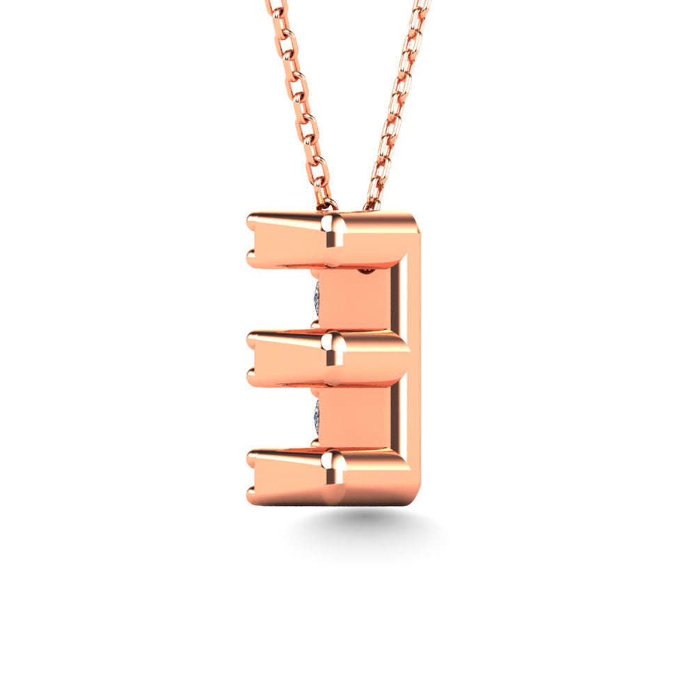 Diamond 1/10 Ct.Tw. Letter E Pendant in 14K Rose Gold"