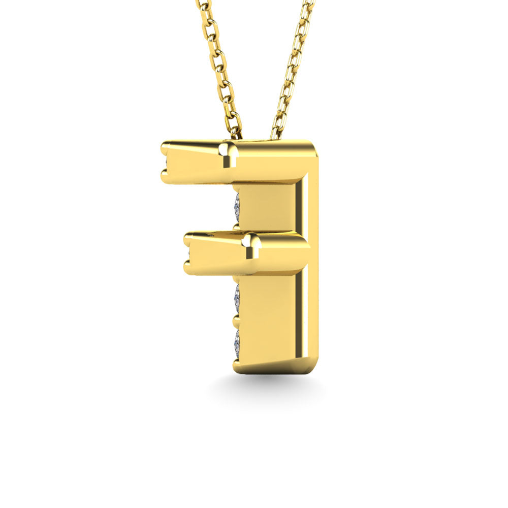 Diamond 1/10 Ct.Tw. Letter F Pendant in 14K Yellow Gold"