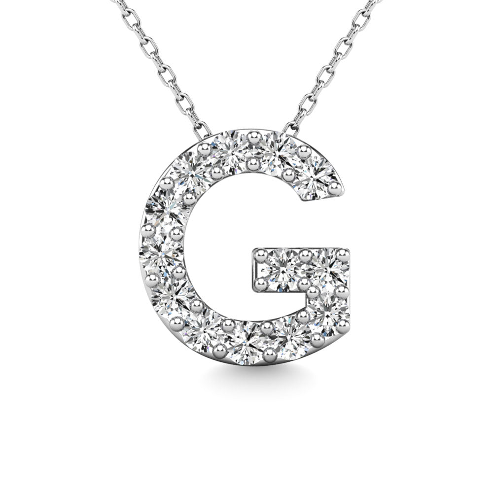 Diamond 1/8 Ct.Tw. Letter G Pendant in 14K White Gold"