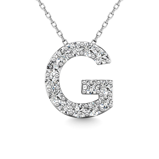 Diamond 1/8 Ct.Tw. Letter G Pendant in 14K White Gold"